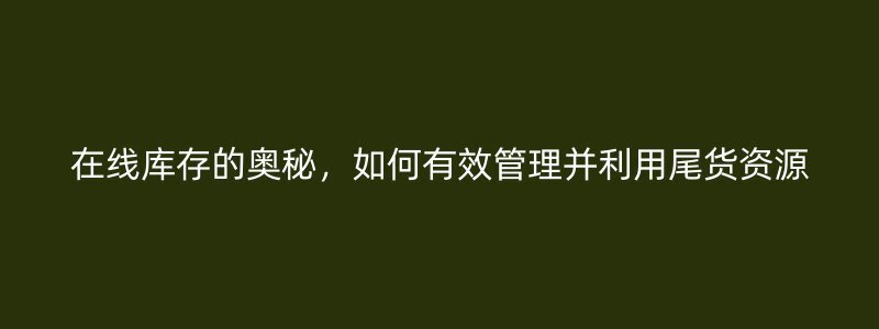 在线库存的奥秘，如何有效管理并利用尾货资源