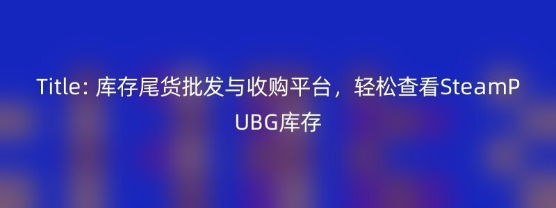 Title: 库存尾货批发与收购平台，轻松查看SteamPUBG库存