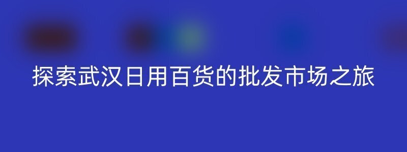 探索武汉日用百货的批发市场之旅