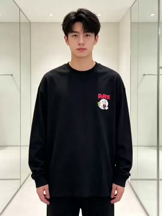 春秋薄款圆领宽松时尚