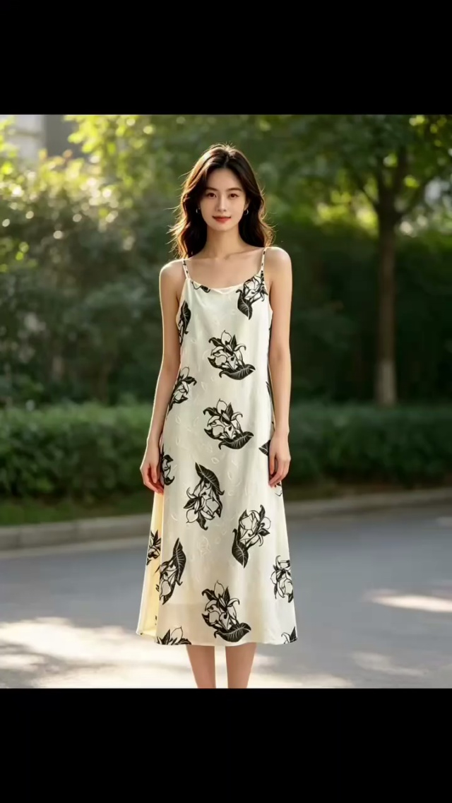小整款缎面吊带连衣裙