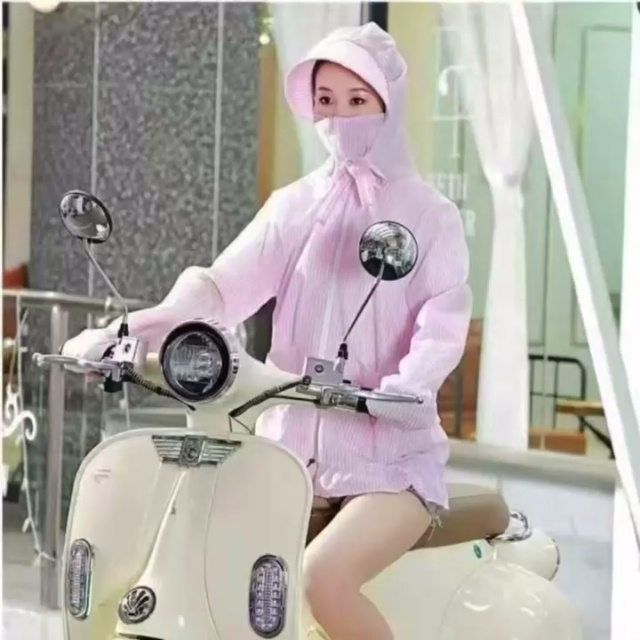 纯棉防晒中长款连帽拉